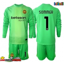 Camisa de Futebol Inter Milan Yann Sommer #1 Goleiro Equipamento Alternativo Infantil 2025-26 Manga Comprida (+ Calças curtas)